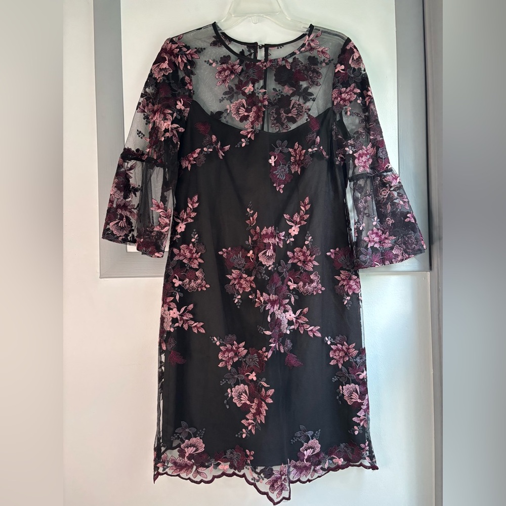 WHBM Floral Embroidered Sheer Dress